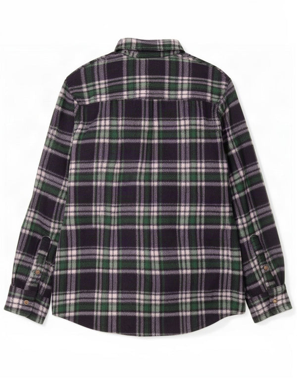 Camicia in pile vintage da uomo XL in poliestere a quadri blu navy