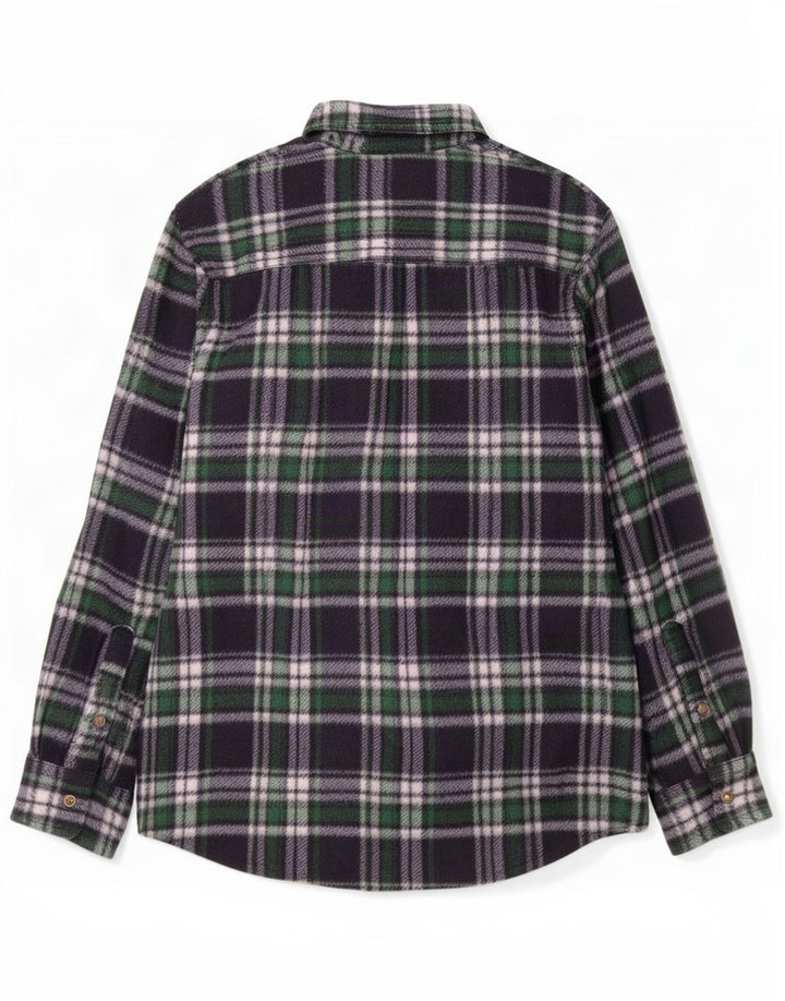Camicia in pile vintage da uomo XL in poliestere a quadri blu navy