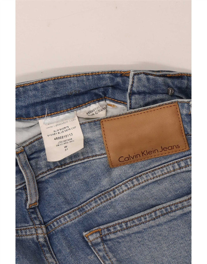 Pantaloncini di jeans slim invecchiati da uomo Calvin Klein medi W31 blu
