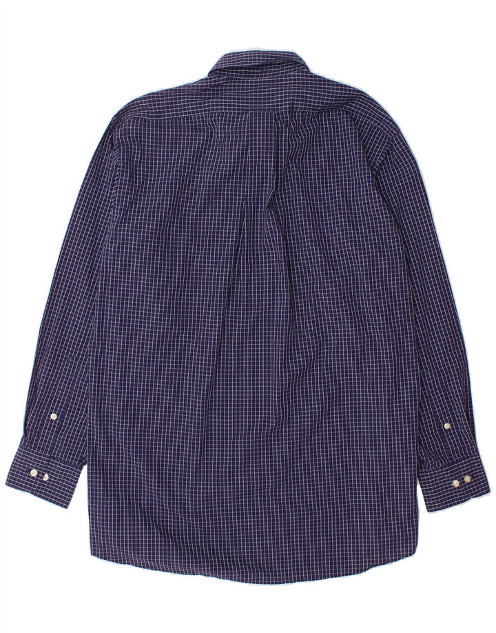 CHAPS Mens Shirt Size 15-15 1/2 Medium Navy Blue Check Cotton Vintage Chaps and Second-Hand Chaps from Messina Hembry 