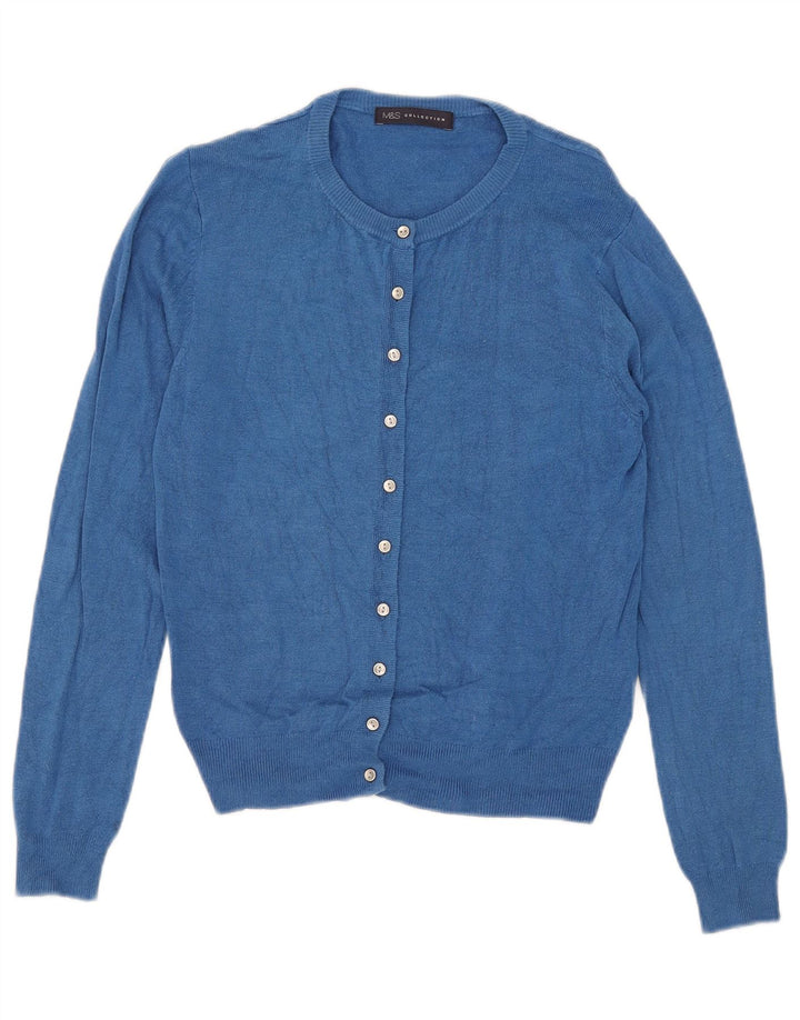 Maglione cardigan da donna Marks & Spencer UK 8 piccolo viscosa blu