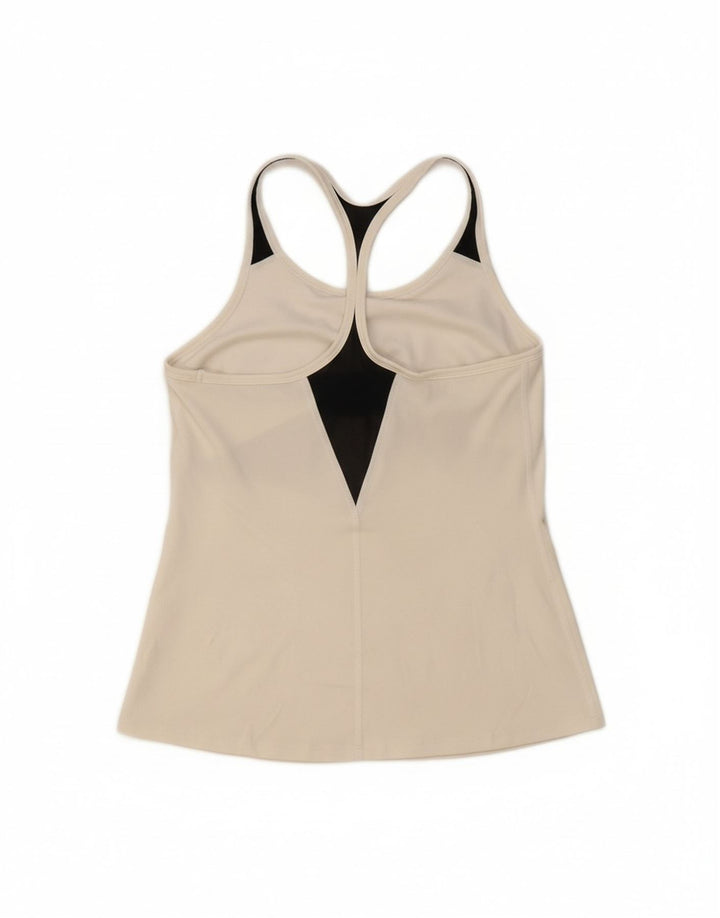 NIKE Womens Dri Fit Graphic Vest Top UK 8 Small White Colourblock