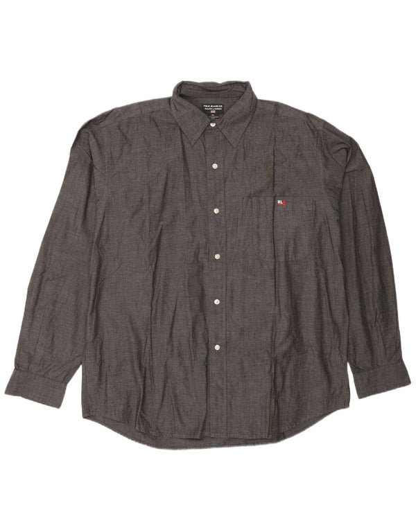 Camicia da uomo Ralph Lauren XL in cotone a righe grigie