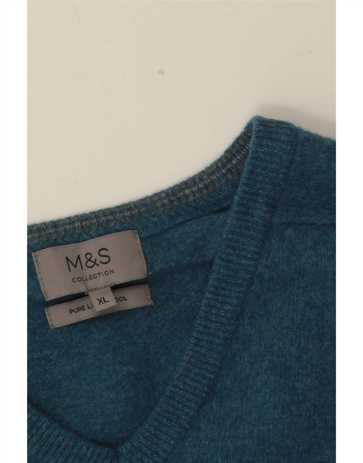 Maglione da donna Marks & Spencer con scollo a V UK 18 XL Lana d'agnello blu