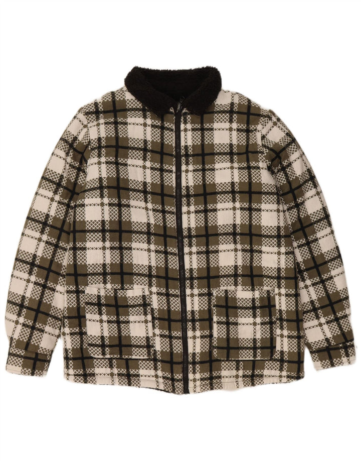 Giacca Sherpa da donna VINTAGE UK 16 Large Green Check