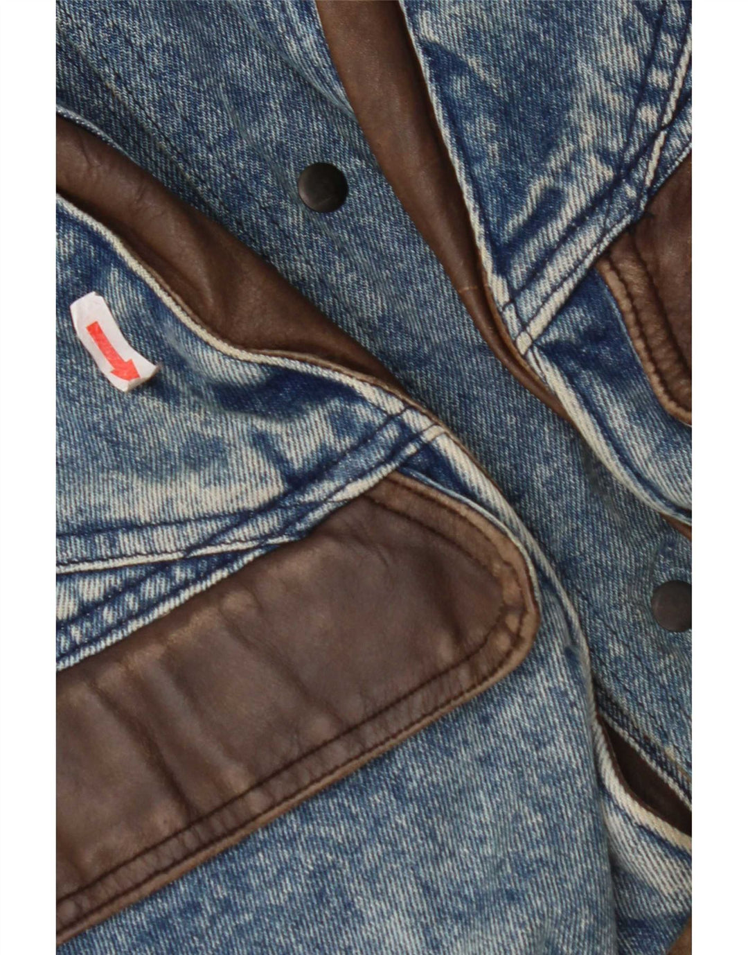 Giacca di jeans reversibile vintage da uomo IT 50 grande in pelle blu