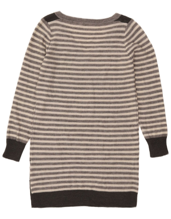 Abito maglione a maniche lunghe da donna Oasis UK 12 Acrilico a strisce grigio medio