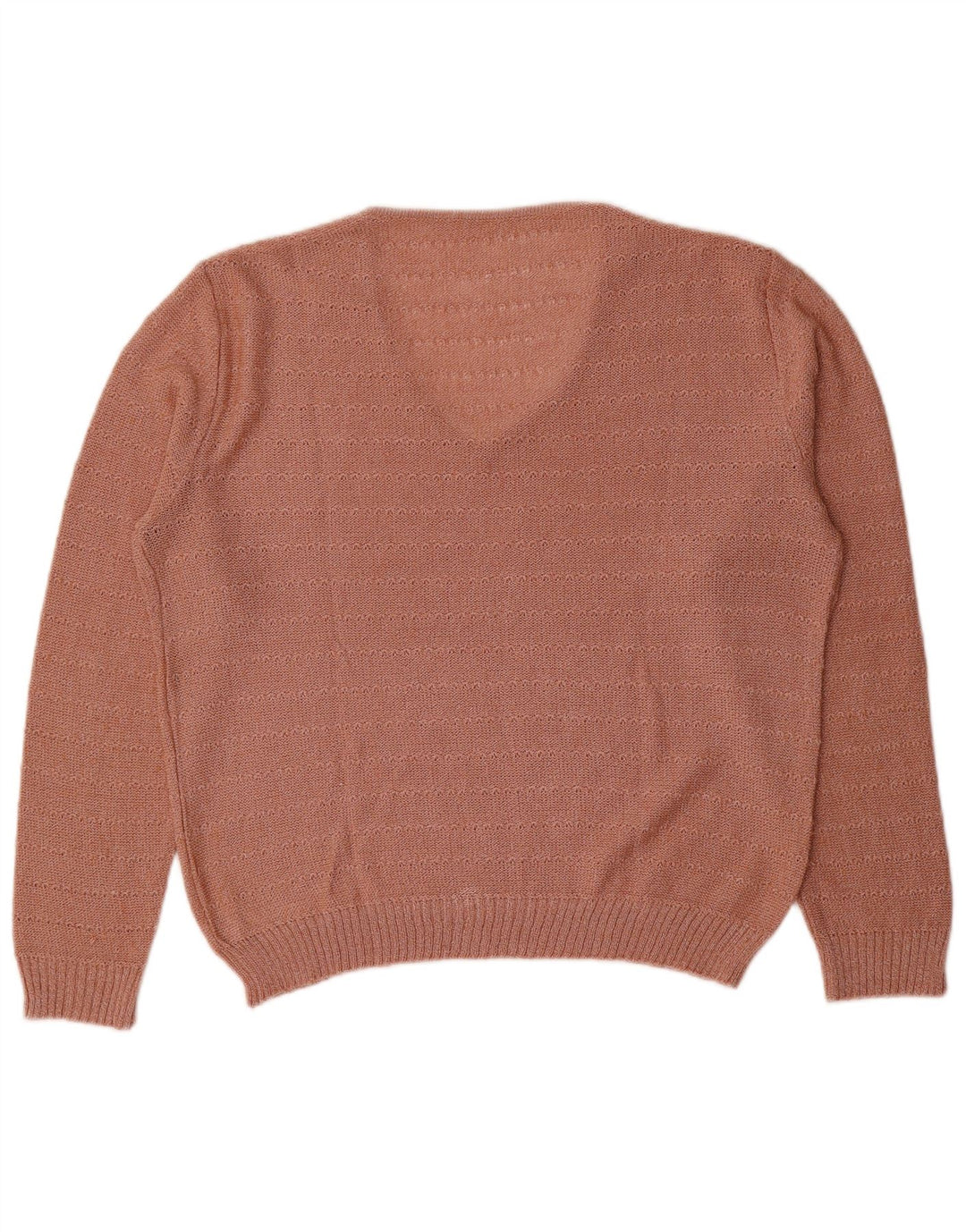 Maglione vintage da donna con scollo a V UK 16 a righe grandi rosa