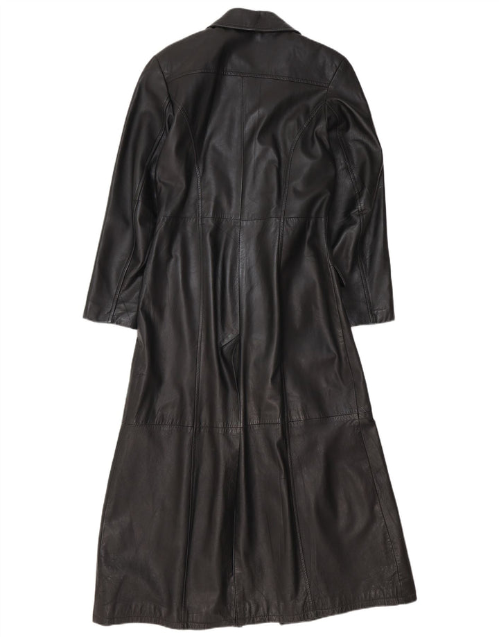 Cappotto in pelle vintage da donna UK 12 medio nero