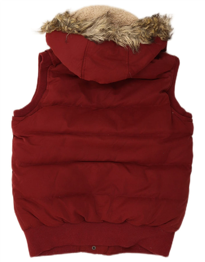 FAT FACE Gilet imbottito oversize con cappuccio da donna UK 10 piccolo poliestere marrone