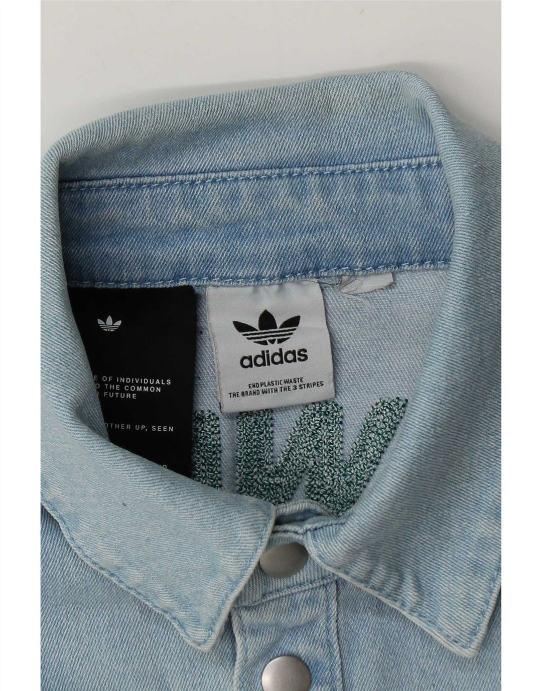 Camicia in denim a maniche corte con grafica Adidas da uomo blu medio