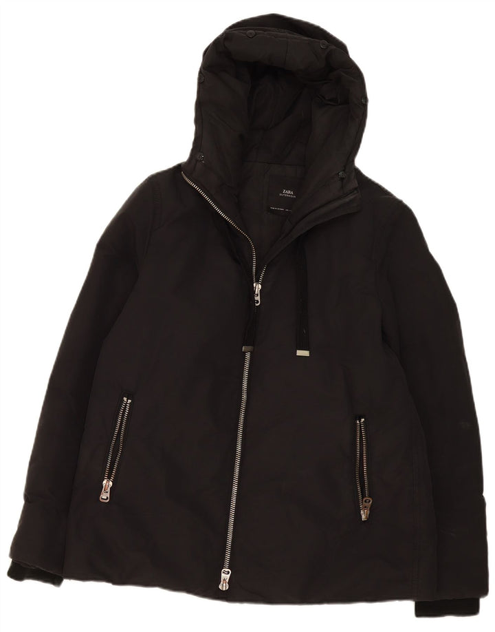 Giacca imbottita oversize con cappuccio da donna Zara UK 10 piccola nera