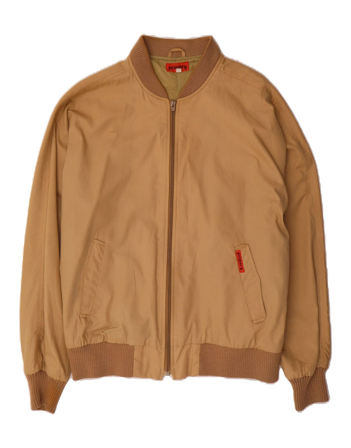 VINTAGE Mens Bomber Jacket UK 36 Small Beige Polyester Vintage Vintage and Second-Hand Vintage from Messina Hembry 