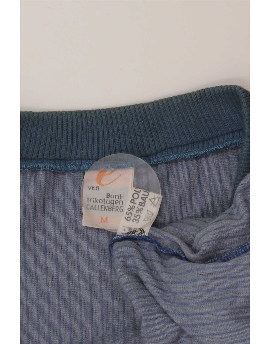 Felpa vintage da uomo in velluto, maglione, poliestere gessato blu medio