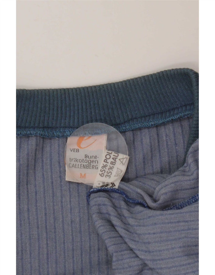 Felpa vintage da uomo in velluto, maglione, poliestere gessato blu medio