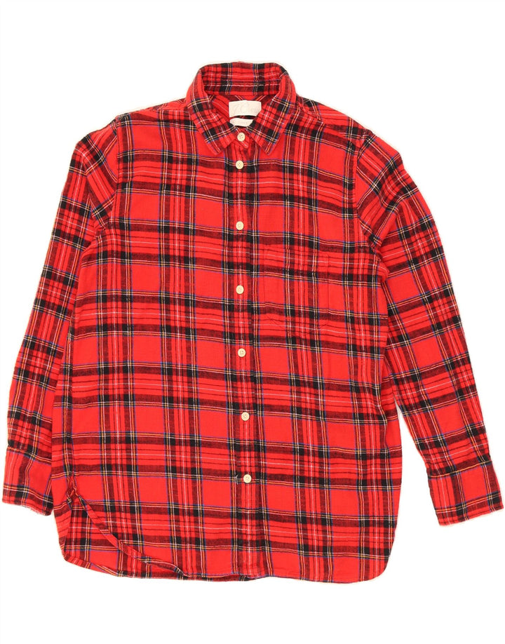 J. CREW Womens Oversized Classic Fit Flannel Shirt US 4 Small Red Check Vintage J. Crew and Second-Hand J. Crew from Messina Hembry 