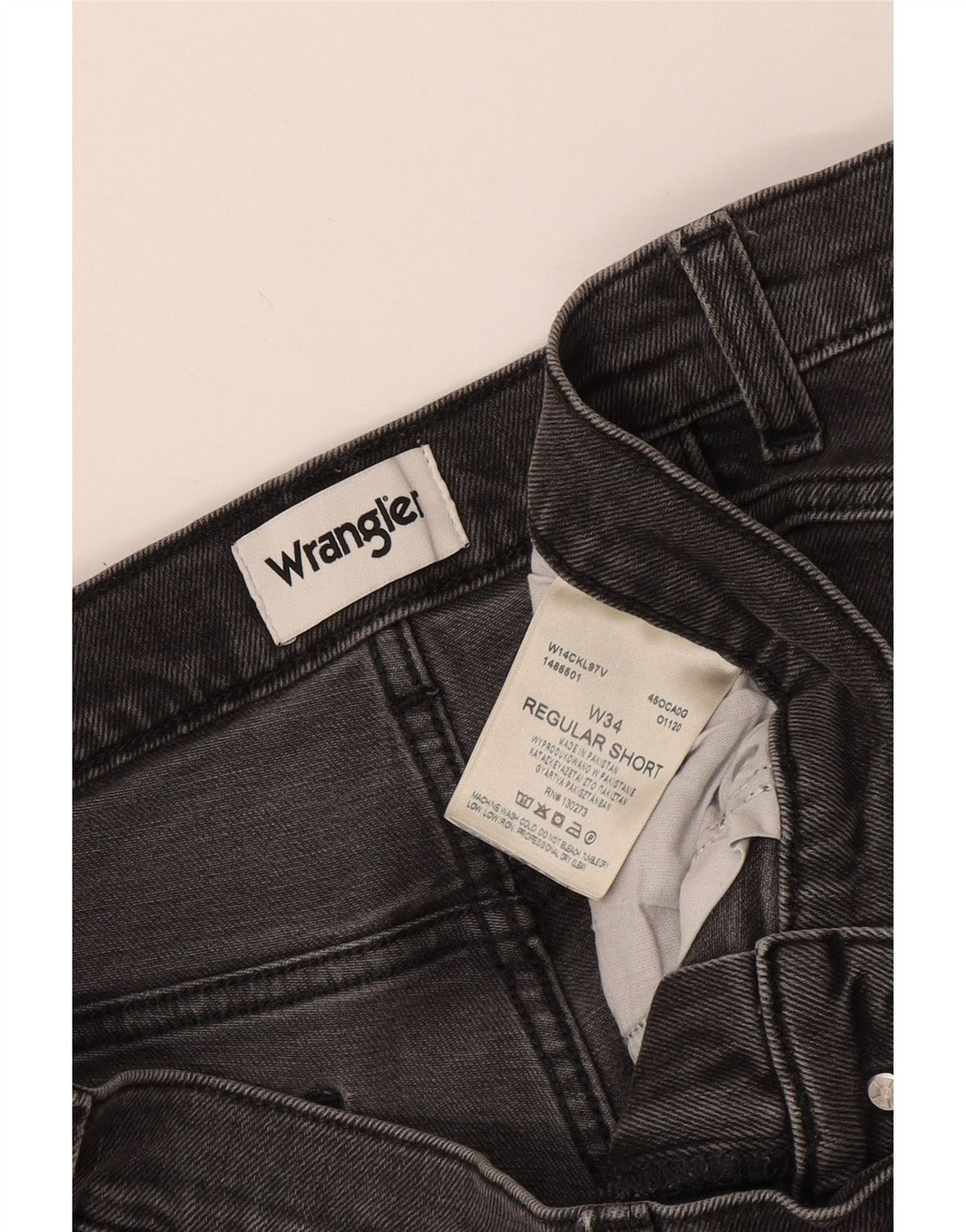 Pantaloncini di jeans vestibilità regolare da uomo Wrangler W34 grande cotone grigio