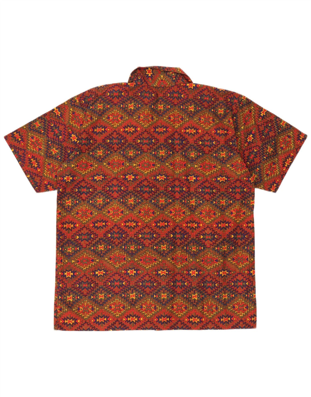 Camicia vintage da uomo a maniche corte grande cotone geometrico multicolore
