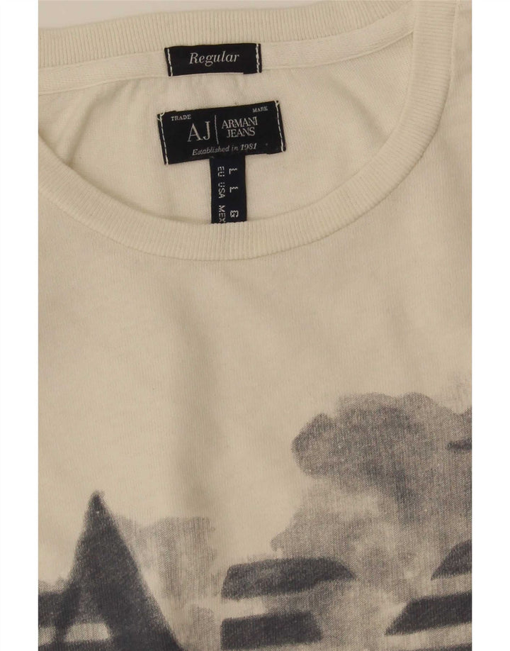 Armani Jeans T-shirt grafica da uomo con vestibilità regolare, taglia grande, bianca