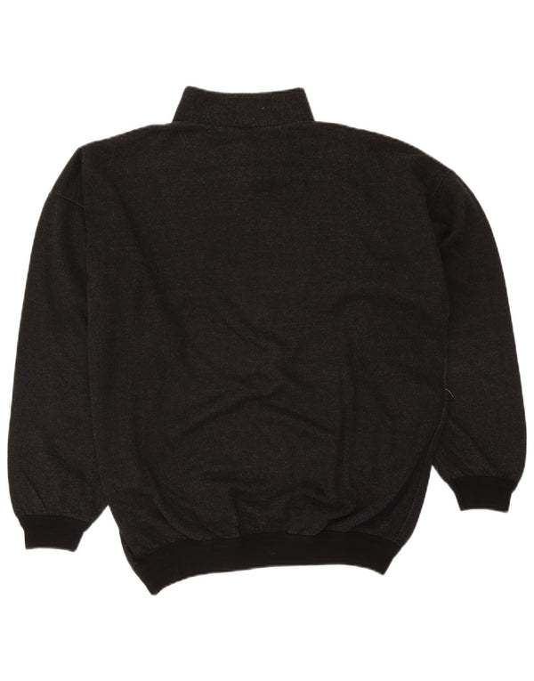 Felpa vintage da uomo con zip a 1/4, maglione grande, grigio retrò screziato
