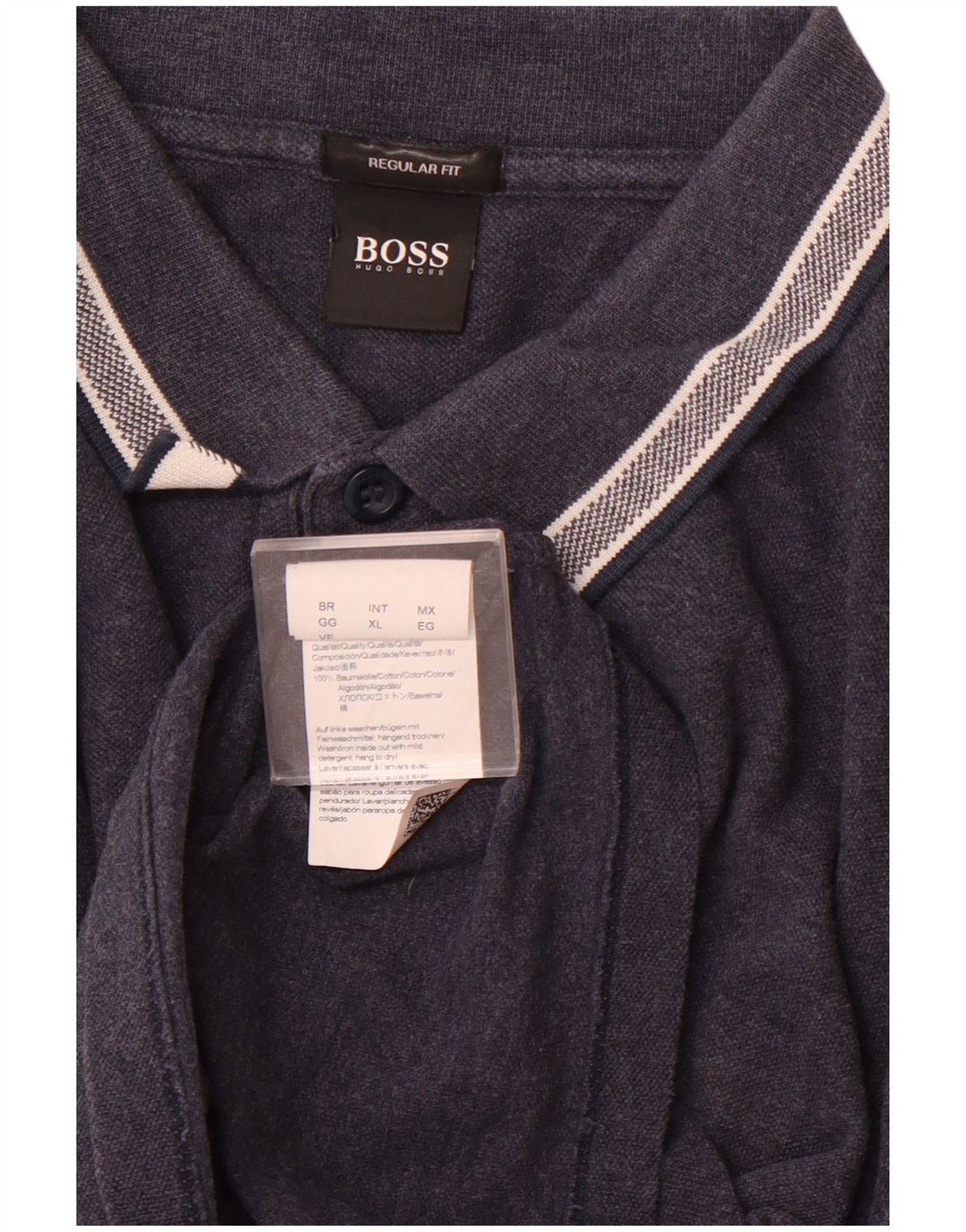 Polo HUGO BOSS da uomo a maniche lunghe vestibilità regolare XL in cotone blu navy