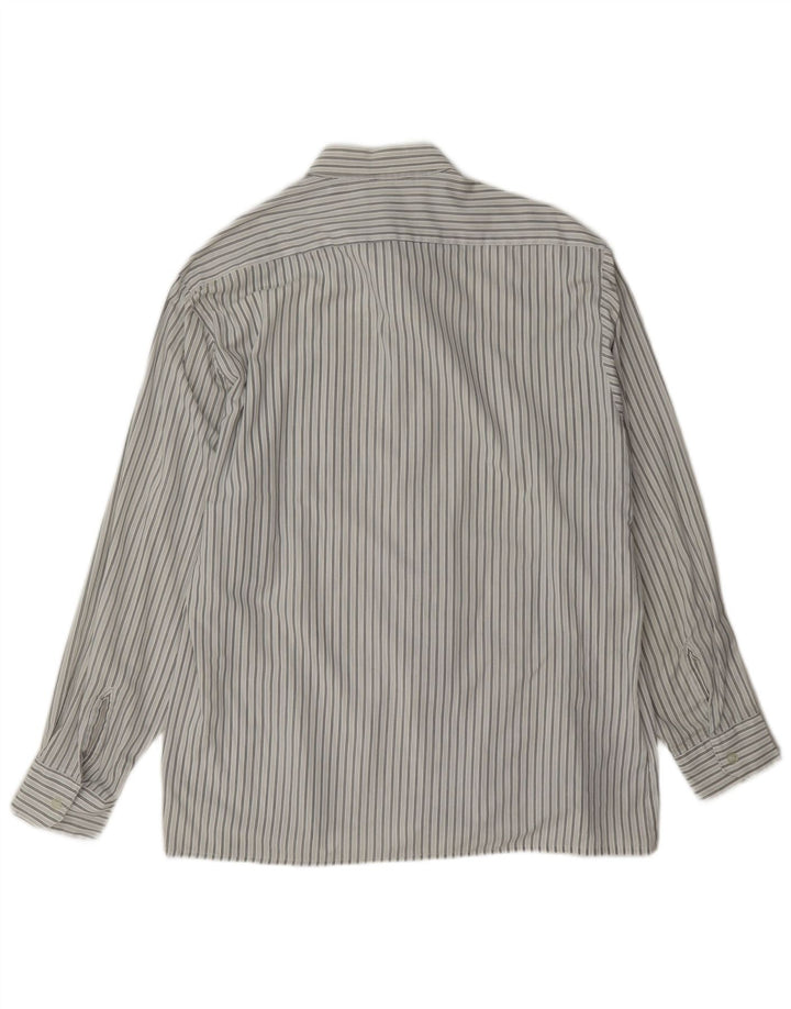 Camicia da uomo vintage taglia 16 1/2 42 grande poliestere a righe bianche