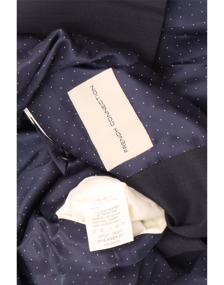 Giacca blazer da uomo a 2 bottoni French Connection UK 36 piccola in lana blu navy
