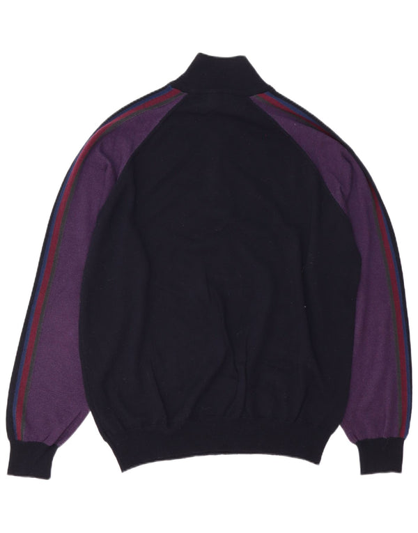 Maglione Trussardi Jeans da uomo con zip e collo grande color block blu navy