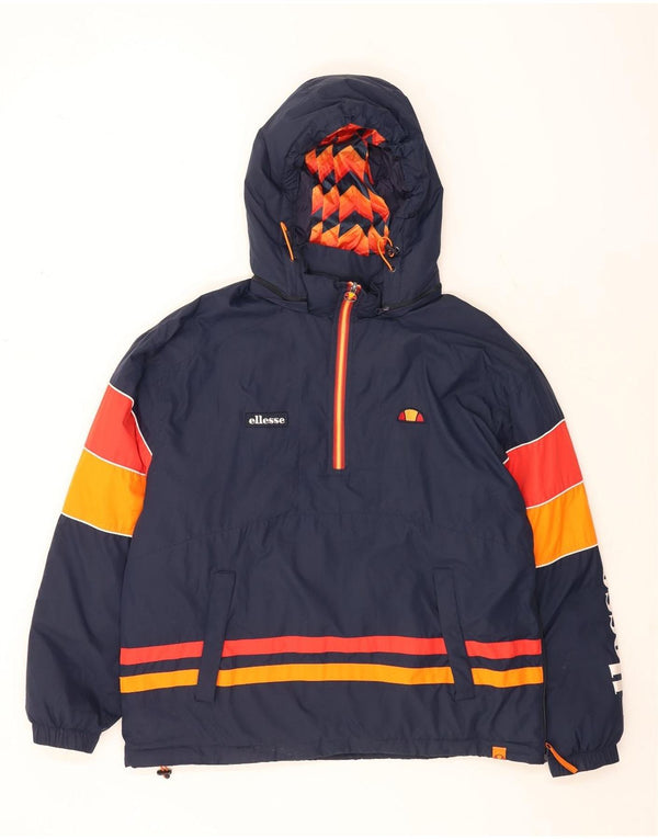 Giacca anorak grafica da uomo con cappuccio Ellesse UK 42 XL Blu navy Colourblock