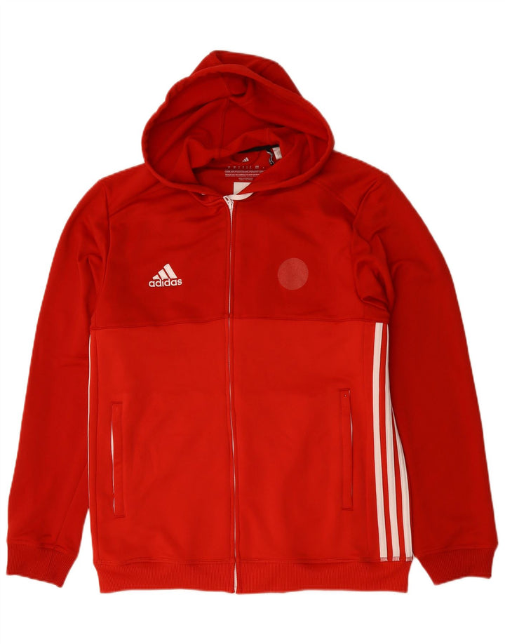 Maglione con cappuccio e zip Adidas Climalite da uomo in poliestere rosso medio