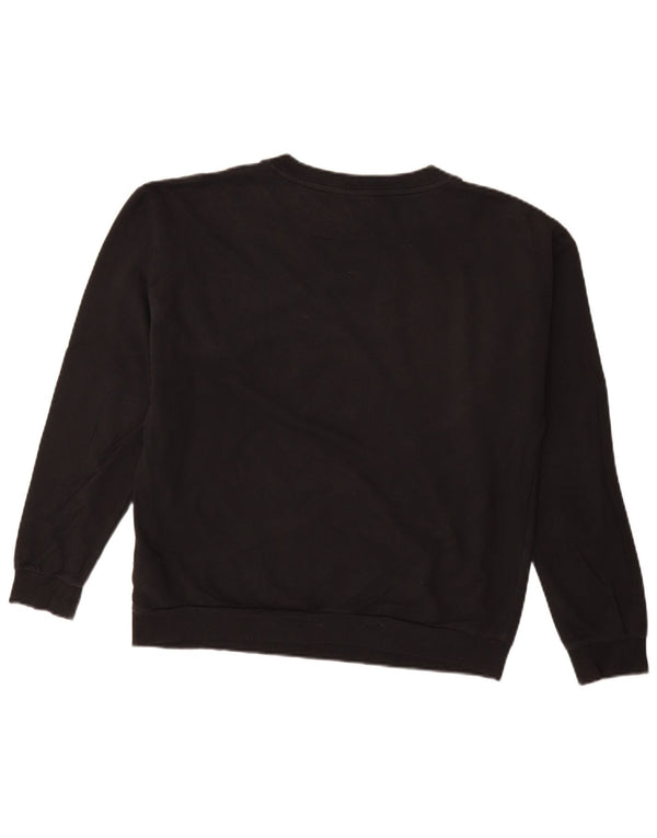 Felpa grafica da donna ADIDAS maglione UK 12 cotone nero medio