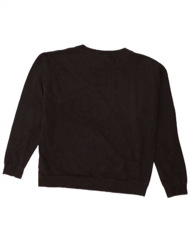 Felpa grafica da donna ADIDAS maglione UK 12 cotone nero medio