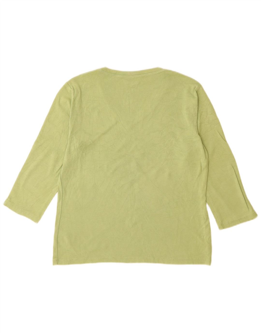 Maglietta da donna Eddie Bauer manica 3/4 UK 12 cotone verde medio