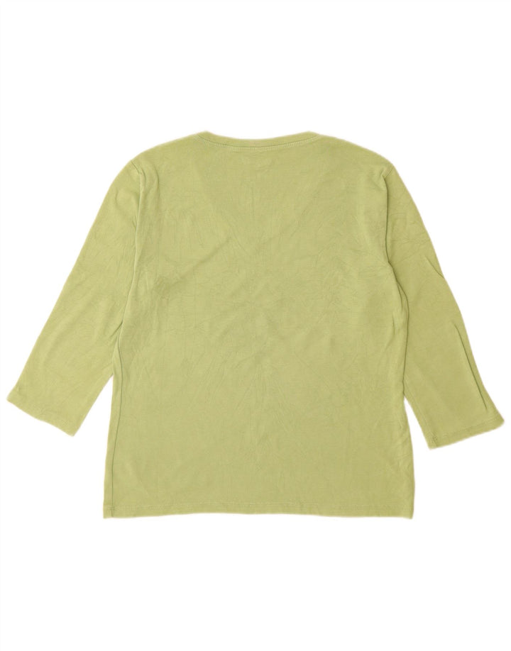 Maglietta da donna Eddie Bauer manica 3/4 UK 12 cotone verde medio