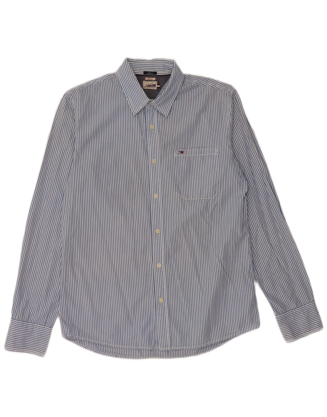 TOMMY HILFIGER Camicia slim fit da uomo in cotone a righe blu medio