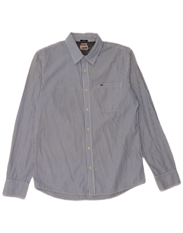 TOMMY HILFIGER Camicia slim fit da uomo in cotone a righe blu medio