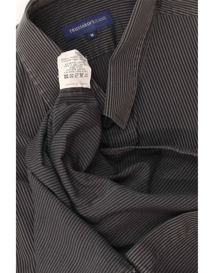 Camicia Uomo Trussardi Jeans Cotone Gessato Grigio Medio
