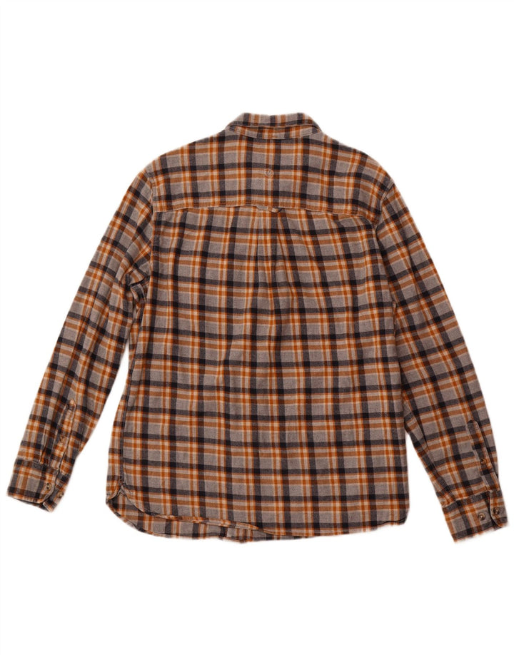 Fat Face Camicia da uomo in flanella vestibilità regolare Classica in cotone scozzese grigio medio