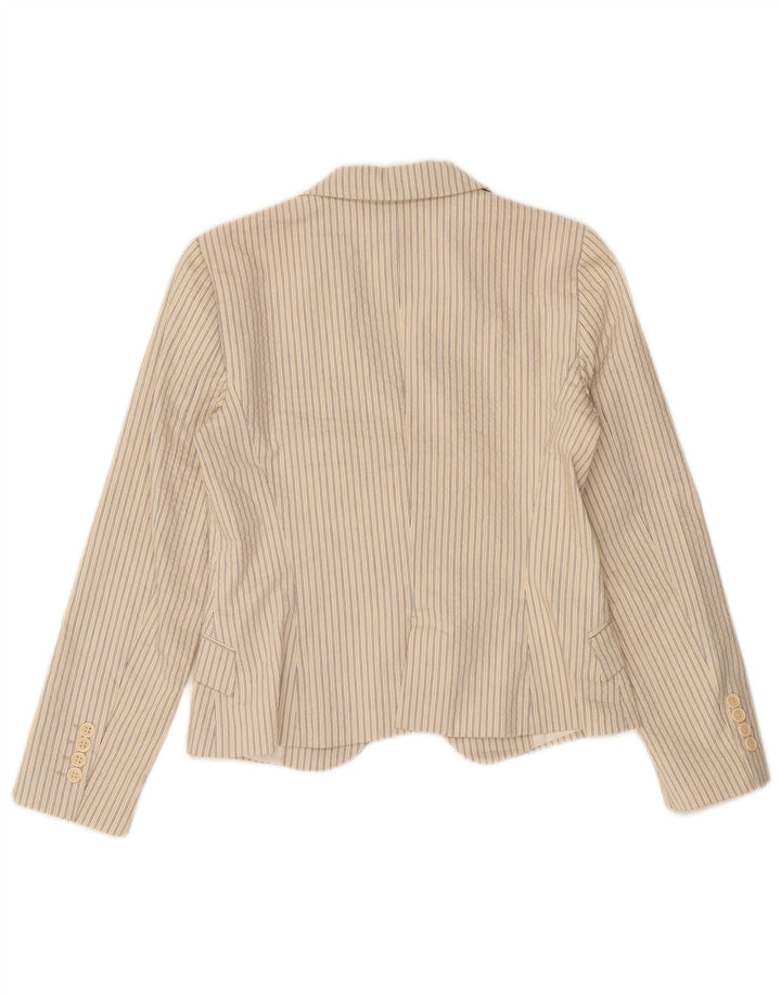 Giacca blazer da donna a 1 bottone Zara UK 12 Cotone a righe beige medio