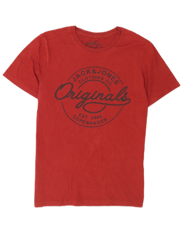 Jack & Jones T-shirt grafica da donna Top UK 16 Large Maroon Cotton
