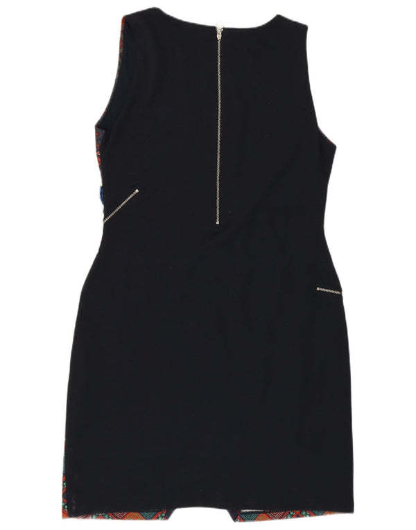 Desigual Abito tubino senza maniche da donna UK 14 Large Nero geometrico