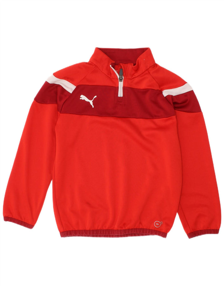 Maglia da tuta Puma da ragazzo con zip e collo, 7-8 anni, colore rosso