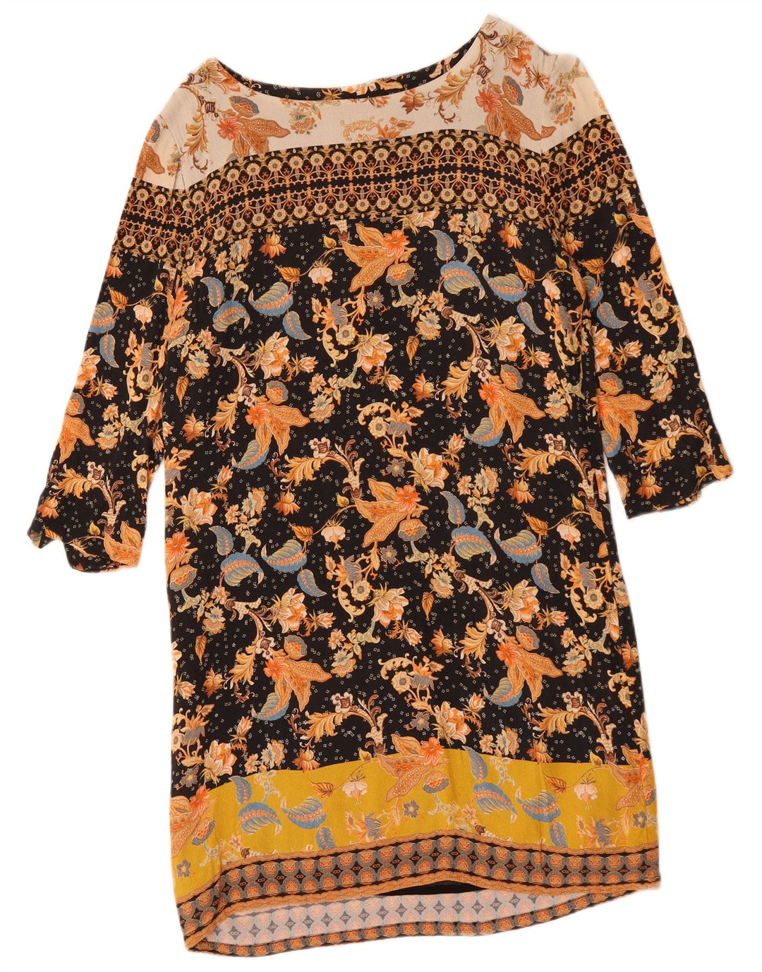 DESIGUAL Abito da donna a trapezio con maniche a 3/4 EU 42 Grande floreale multicolore