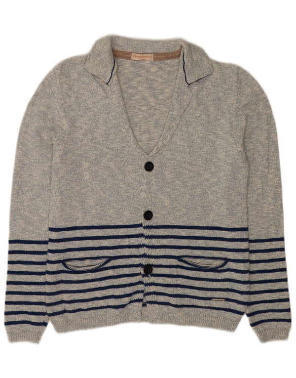 Maglione cardigan da donna Primo Emporio UK 12 Cotone a righe blu medio