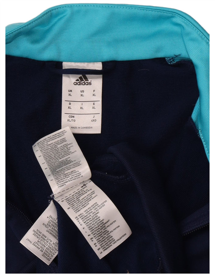 Giacca da tuta da uomo Adidas XL in poliestere color block blu navy
