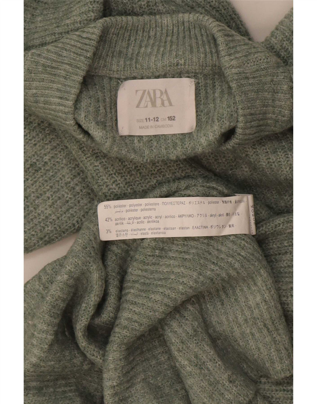 Maglione maglione girocollo da ragazzo Zara 11-12 anni poliestere verde