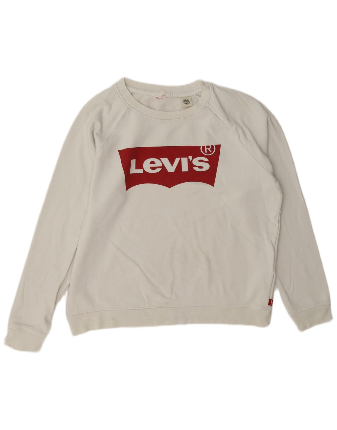 Levi's Donna Felpa oversize con grafica Maglione UK 10 Piccolo Cotone bianco