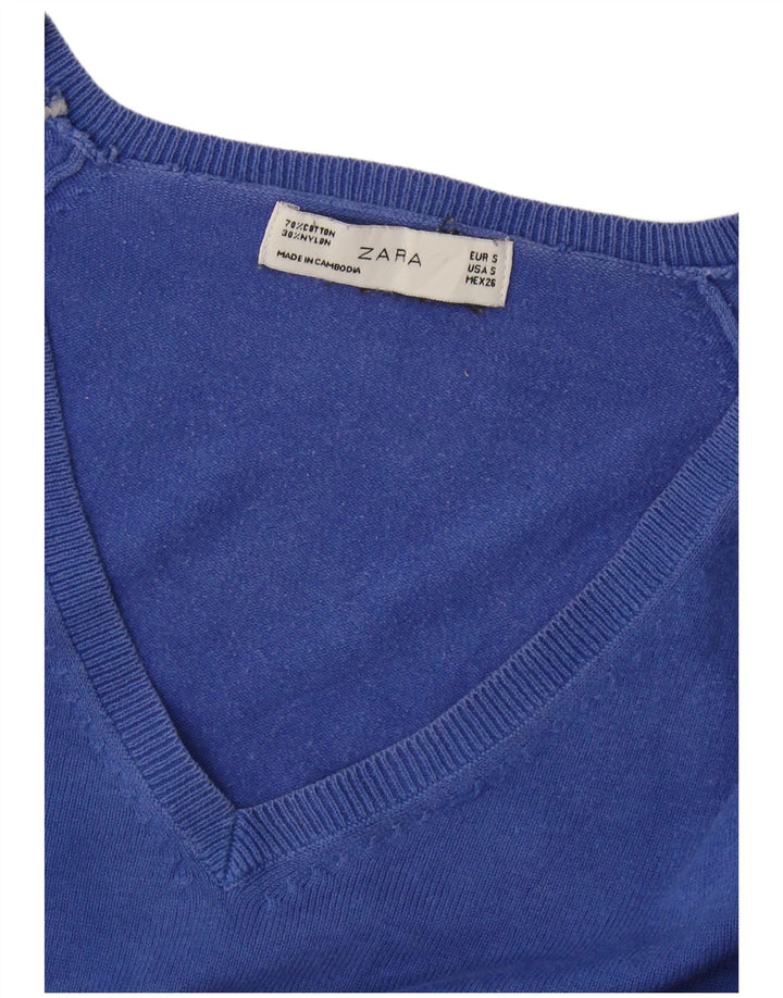 Maglione Zara da donna con scollo a V UK 10 piccolo blu