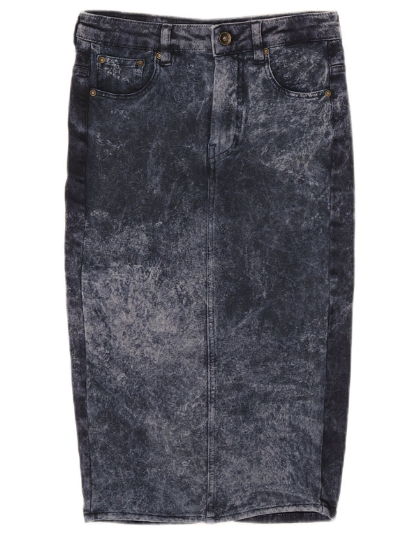 Gonna in denim Trafaluc da donna Zara EU 34 2XS W24 cotone tie dye blu navy