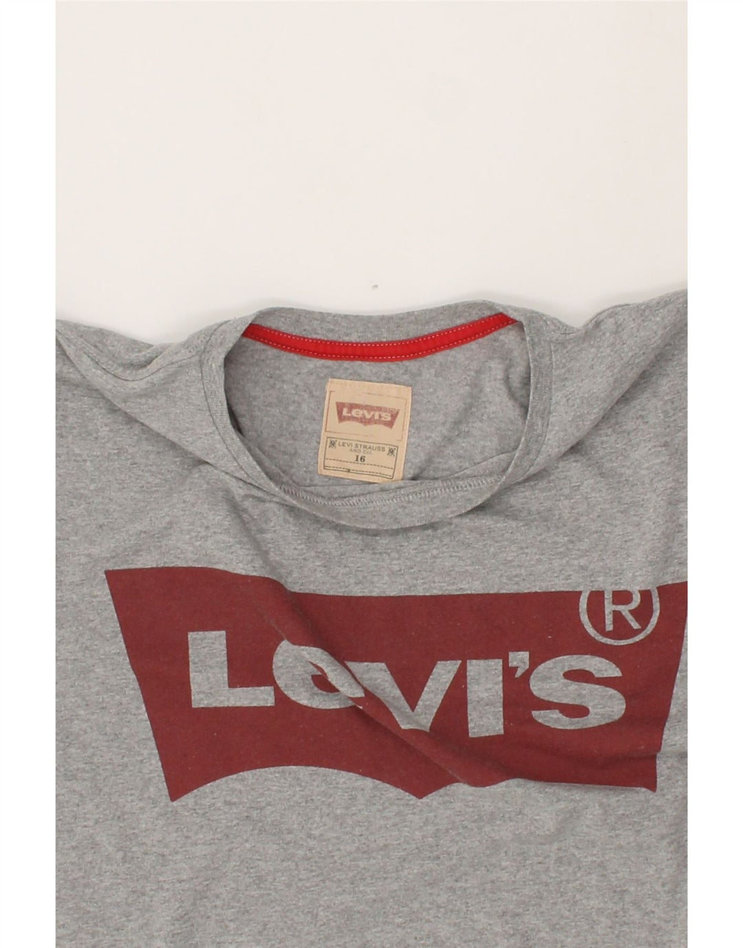 LEVI'S Boys Graphic T-Shirt Top 15-16 Years Grey Cotton Vintage Levi's and Second-Hand Levi's from Messina Hembry 